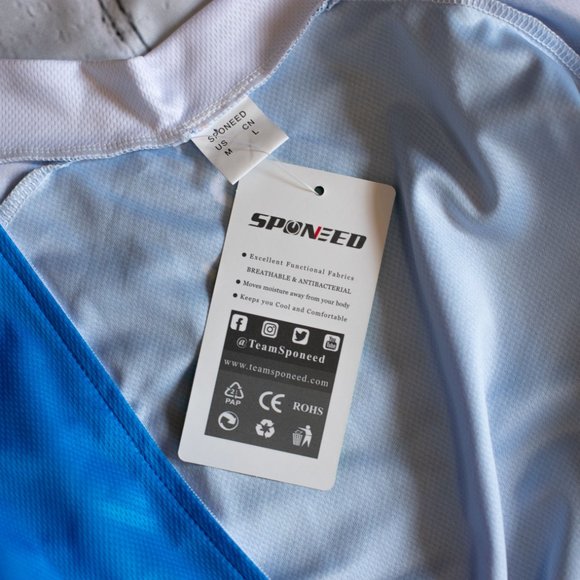 Sponeed Women's Cycling Long Sleeve Jersey Blue White Three Pockets Back Size M - Picture 11 of 14